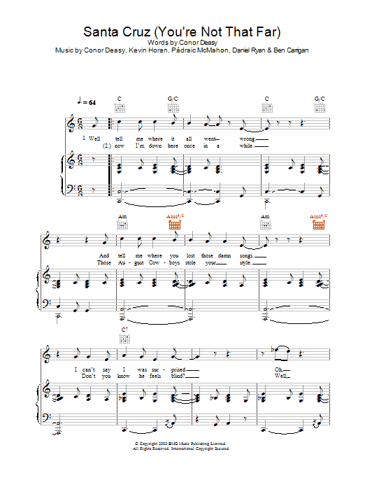 Santa Cruz (You're Not That Far) (Piano, Vocal & Guitar Chords) von The Thrills