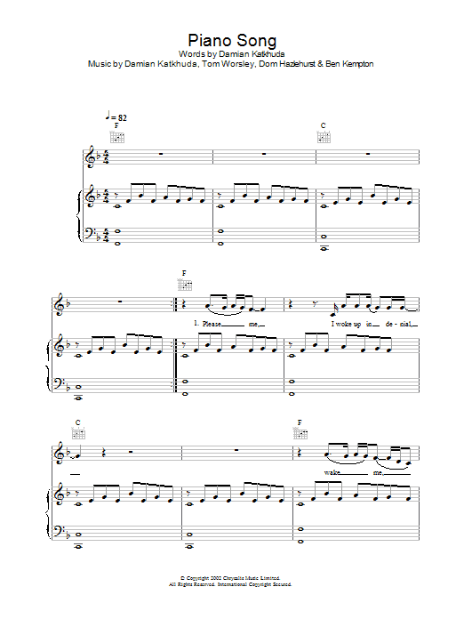 Piano Song (Piano, Vocal & Guitar Chords) von Obi