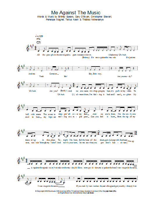 Me Against The Music (Lead Sheet / Fake Book) von Britney Spears