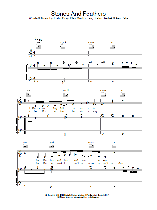 Stones And Feathers (Piano, Vocal & Guitar Chords) von Alex Parks
