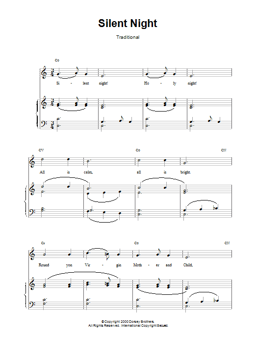 Silent Night (Piano, Vocal & Guitar Chords) von Joseph Mohr