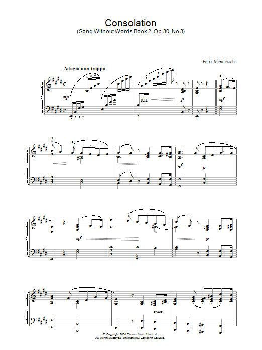 Consolation (Piano Solo) von Felix Mendelssohn