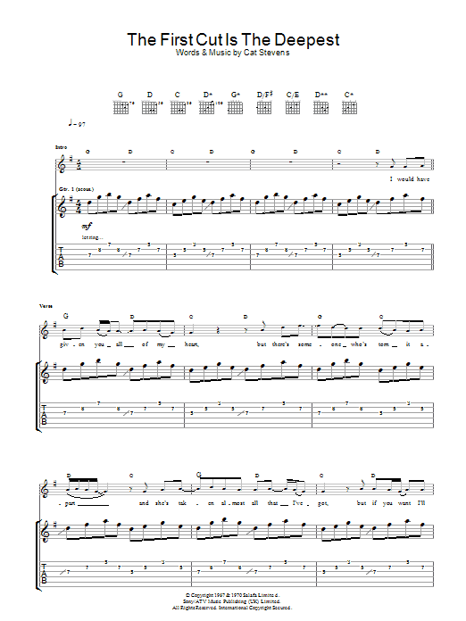 The First Cut Is The Deepest (Guitar Tab) von Cat Stevens