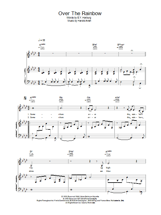 Over The Rainbow (Piano, Vocal & Guitar Chords) von Eva Cassidy