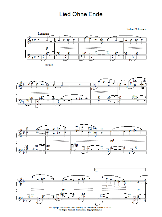 Lied Ohne Ende (Piano Solo) von Robert Schumann