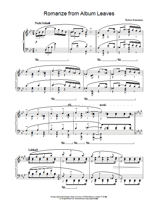 Romanze from Album Leaves (Piano Solo) von Robert Schumann