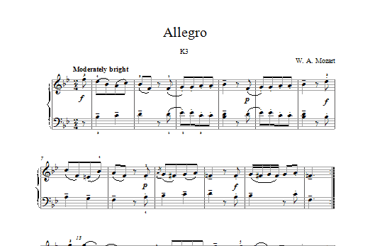 Allegro K3 (Piano Solo) von Wolfgang Amadeus Mozart