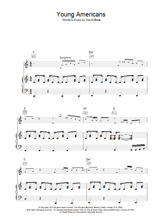 Young Americans (Piano, Vocal & Guitar Chords) von David Bowie