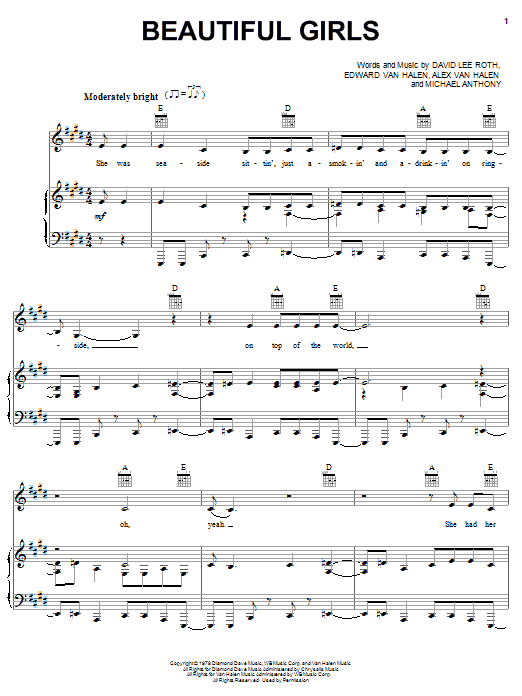 Beautiful Girls (Piano, Vocal & Guitar Chords (Right-Hand Melody)) von Van Halen