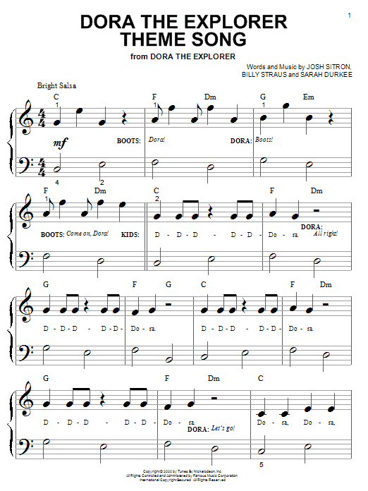 Dora The Explorer Theme Song (Big Note Piano) von Josh Sitron