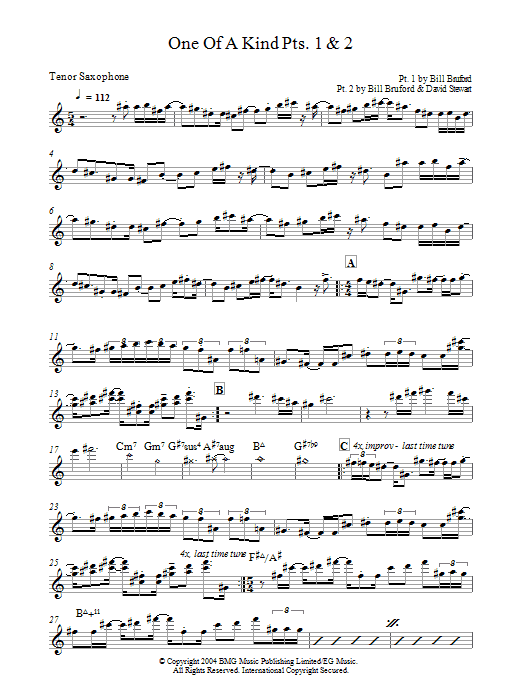 One Of A Kind Pts. 1 & 2 (Tenor Sax Solo) von Bill Bruford