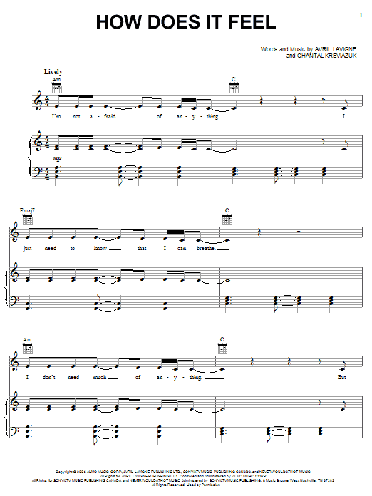 How Does It Feel (Piano, Vocal & Guitar Chords (Right-Hand Melody)) von Avril Lavigne