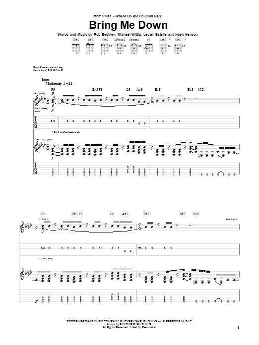 Bring Me Down (Guitar Tab) von Pillar