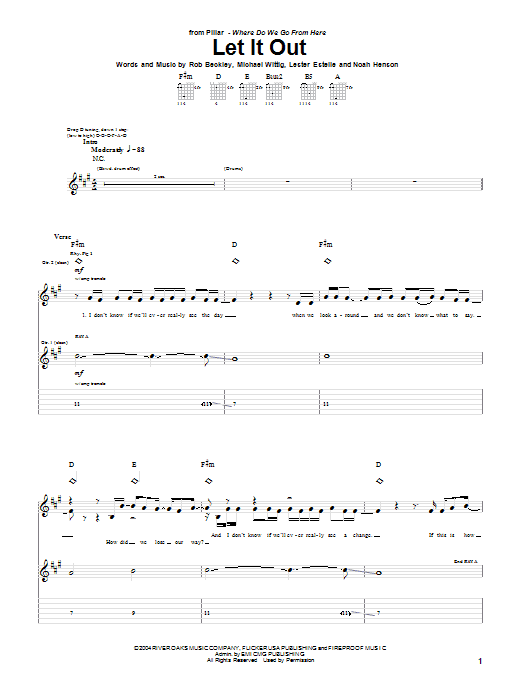 Let It Out (Guitar Tab) von Pillar