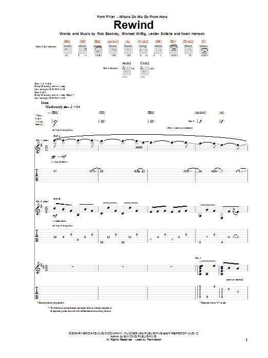 Rewind (Guitar Tab) von Pillar