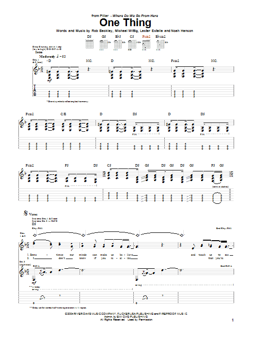 One Thing (Guitar Tab) von Pillar