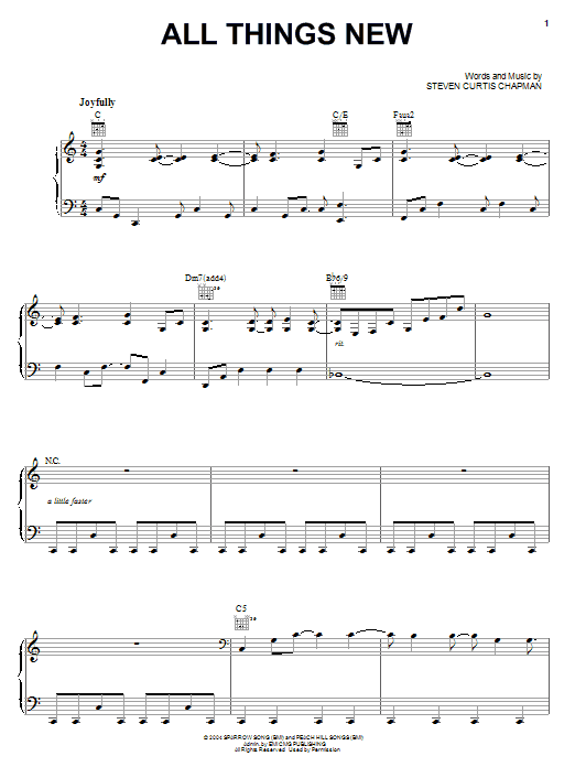 All Things New (Piano, Vocal & Guitar Chords (Right-Hand Melody)) von Steven Curtis Chapman