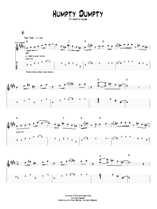 Humpty Dumpty (Guitar Tab) von Pat Metheny