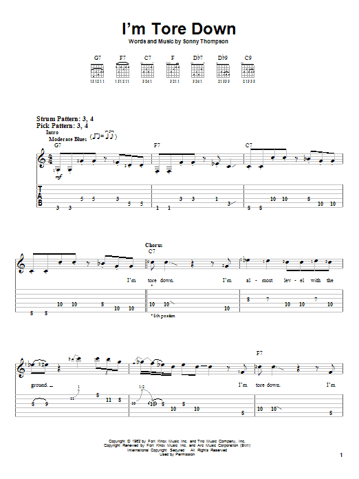 I'm Tore Down (Easy Guitar Tab) von Eric Clapton