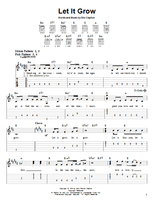 Let It Grow (Easy Guitar Tab) von Eric Clapton