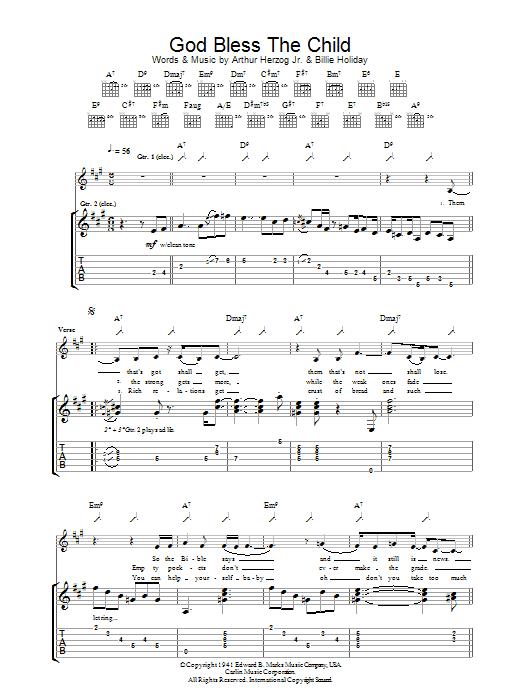 God Bless The Child (Guitar Tab) von Eva Cassidy