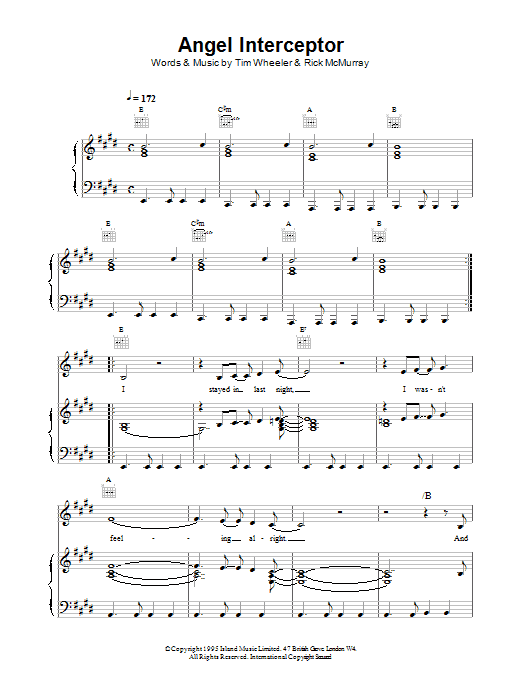 Angel Interceptor (Piano, Vocal & Guitar Chords) von Ash