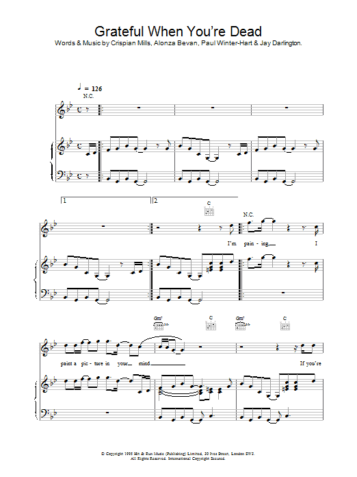 Grateful When You're Dead (Piano, Vocal & Guitar Chords) von Kula Shaker