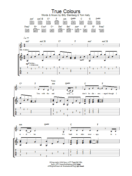 True Colours (Guitar Tab) von Eva Cassidy