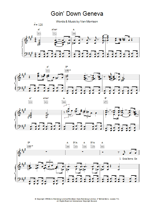 Goin' Down Geneva (Piano, Vocal & Guitar Chords) von Van Morrison