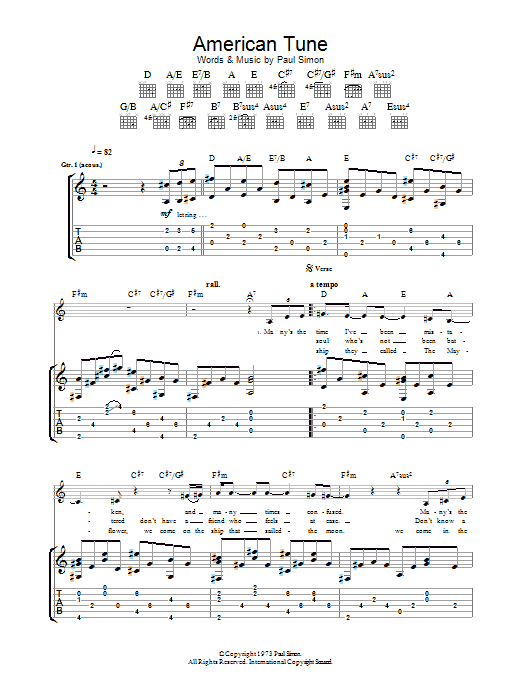 American Tune (Guitar Tab) von Eva Cassidy
