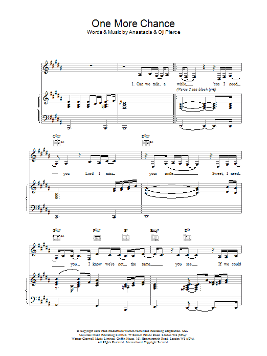 One More Chance (Piano, Vocal & Guitar Chords) von Anastacia