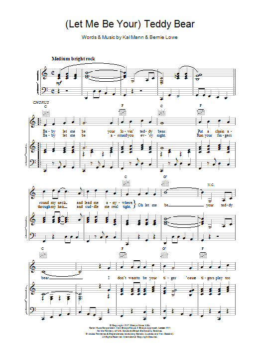 (Let Me Be Your) Teddy Bear (Piano, Vocal & Guitar Chords) von Elvis Presley