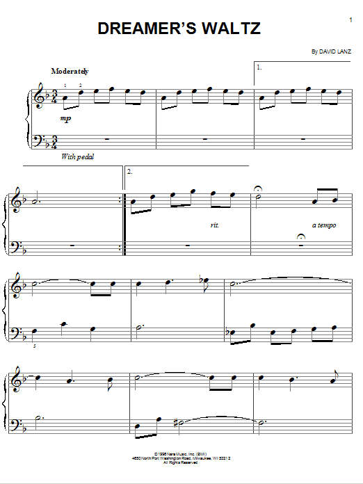 Dreamer's Waltz (Easy Piano) von David Lanz