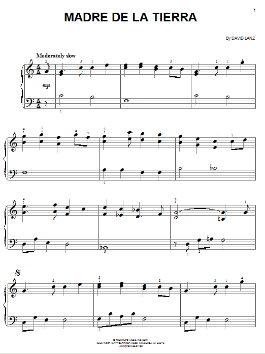 Madre De La Tierra (Easy Piano) von David Lanz