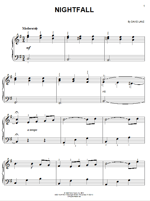 Nightfall (Easy Piano) von David Lanz