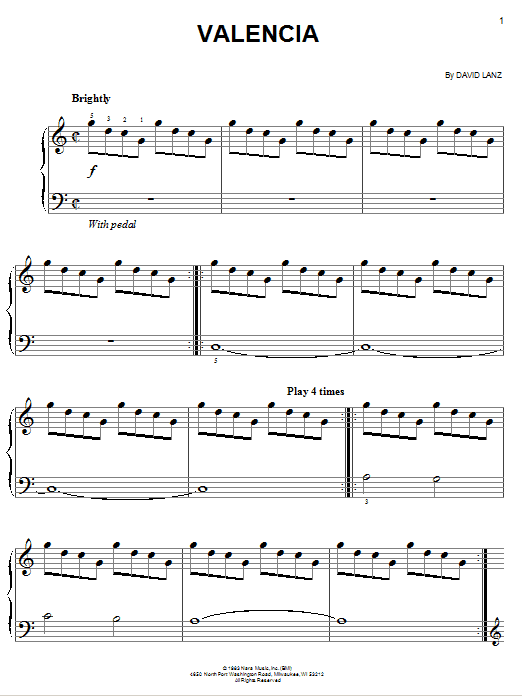 Valencia (Easy Piano) von David Lanz