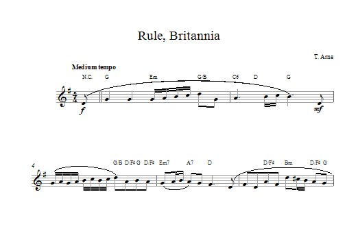 Rule Britannia (Lead Sheet / Fake Book) von Thomas Arne