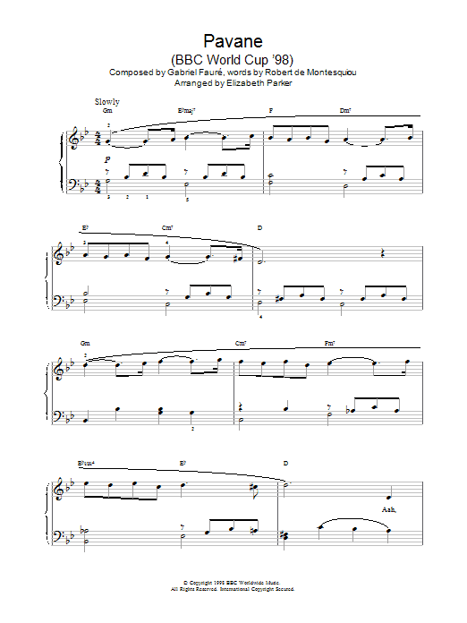 Pavane (Piano Solo) von Gabriel Faur