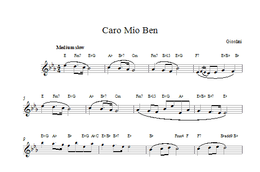 Caro Mio Ben (Top Line) (Lead Sheet / Fake Book) von Giuseppe Giordani