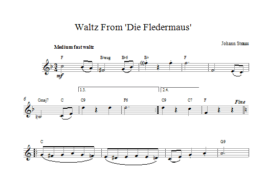 Waltz Die Fledermaus (Lead Sheet / Fake Book) von Johann Strauss