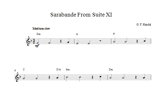 Sarabande From Suite XI (Lead Sheet / Fake Book) von George Frideric Handel