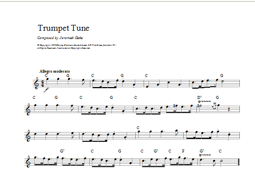 Trumpet Tune (Lead Sheet / Fake Book) von Jeremiah Clarke