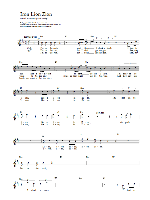 Iron Lion Zion (Lead Sheet / Fake Book) von Bob Marley