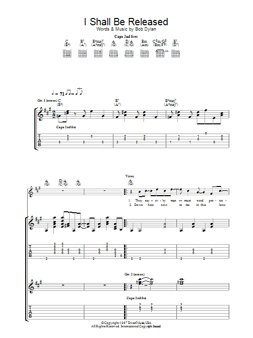I Shall Be Released (Guitar Tab) von Bob Dylan