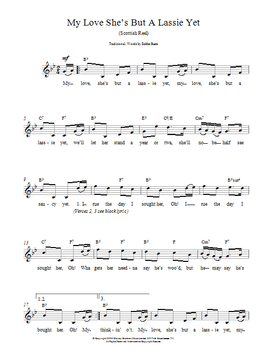 My Love She's But A Lassie Yet (Lead Sheet / Fake Book) von Traditional