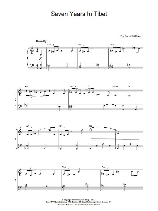 Seven Years in Tibet (Piano Solo) von John Williams