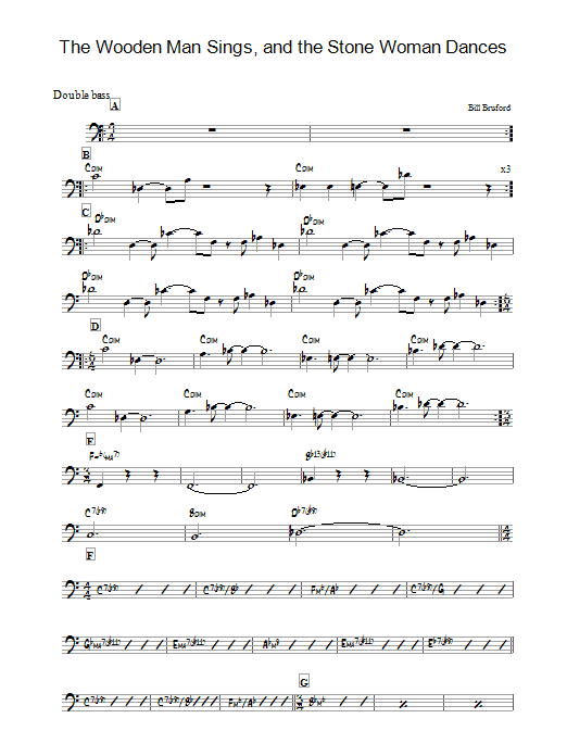 The Wooden Man Sings And The Stone Woman Dances (Easy Bass Tab) von Bill Bruford