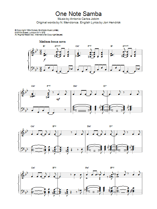 One Note Samba (Piano Solo) von Antonio Carlos Jobim