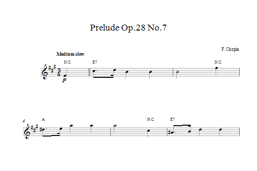 Prelude In A Major, Op. 28, No. 7 (Lead Sheet / Fake Book) von Frederic Chopin