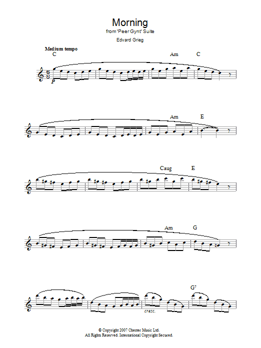 Morning (Lead Sheet / Fake Book) von Edvard Grieg